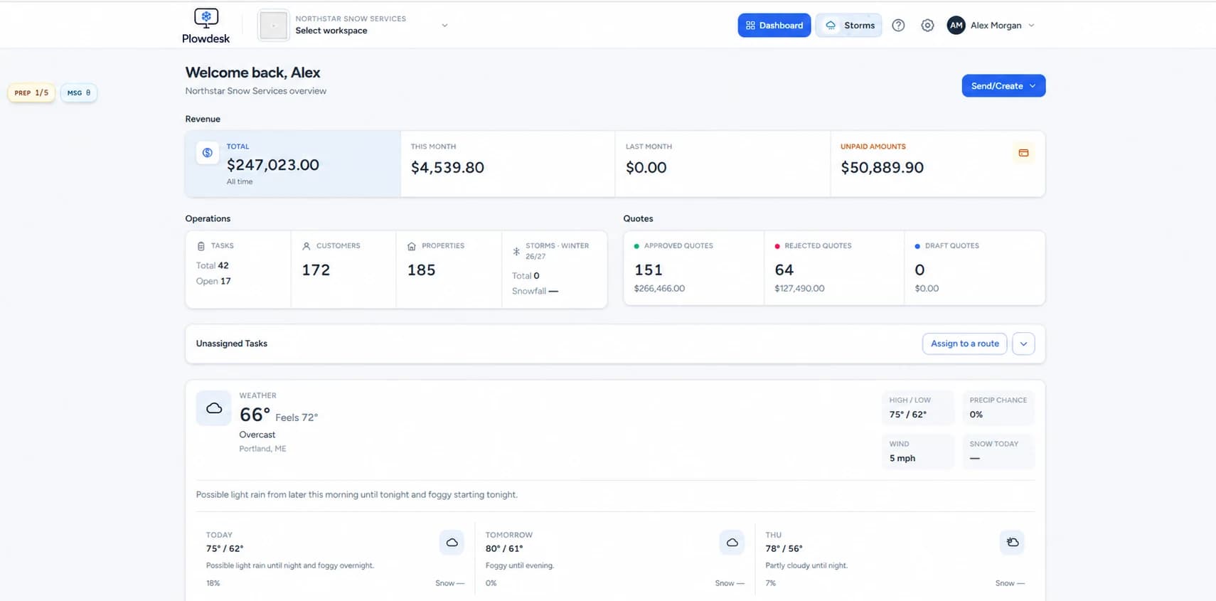 Plowdesk live operations dashboard